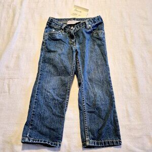 Hanna Andersson girls size 100 or 4 medium wash adjustable waist jeans, VGUC